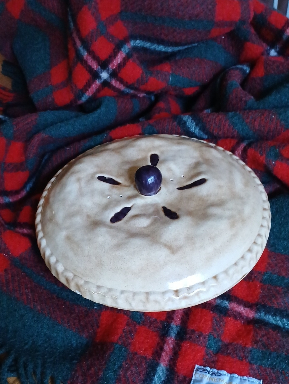 Vintage Apple Pie Ceramic Dish with Lid
